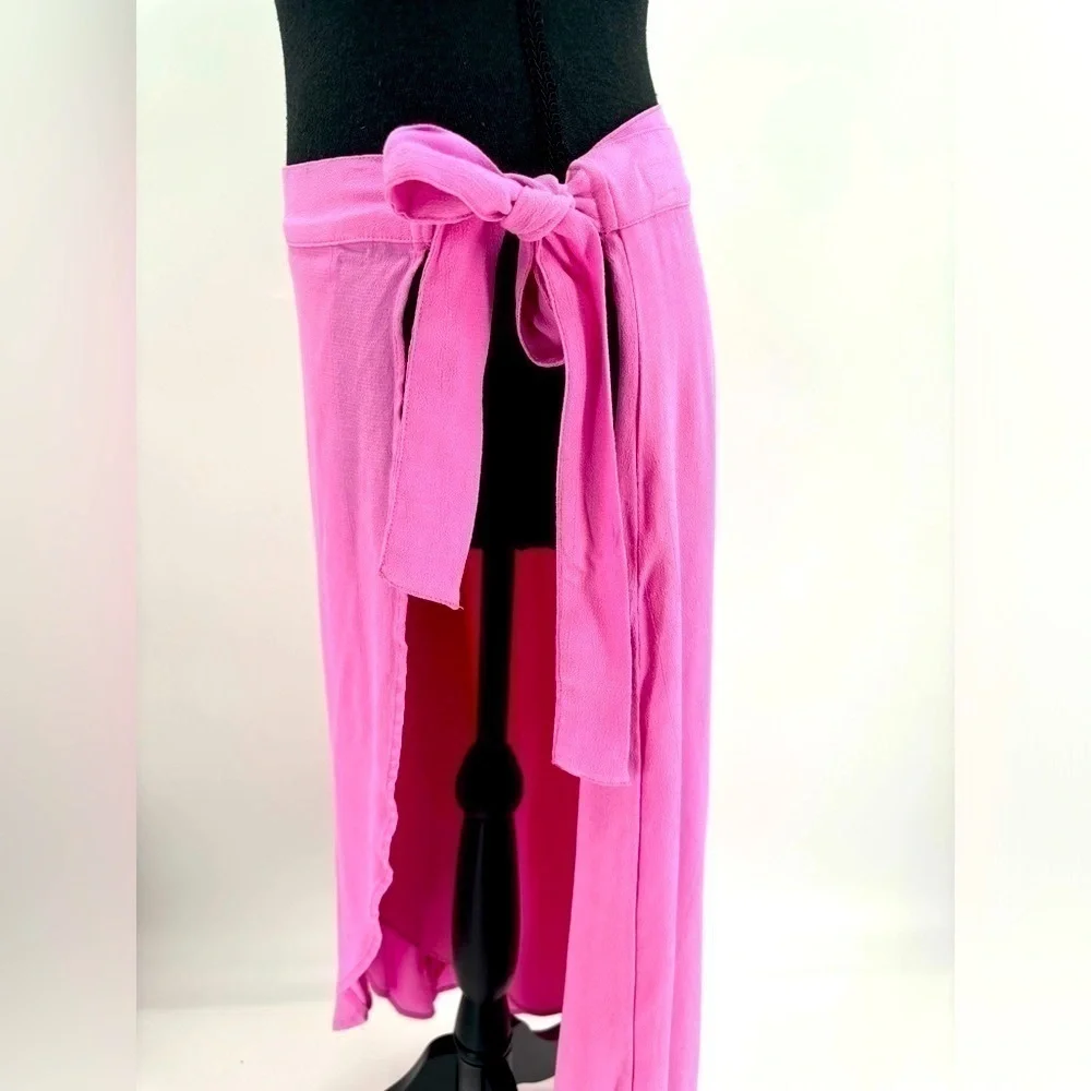 NWT American Eagle Outfitters Womens Medium Wrap Skirt Pink Hi Low Midi Lined